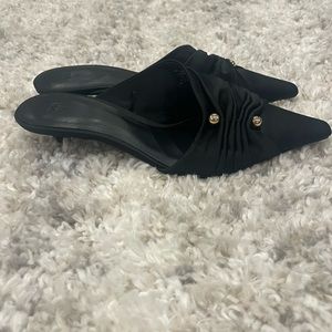 Zara Black Fabric Mules, Size 9